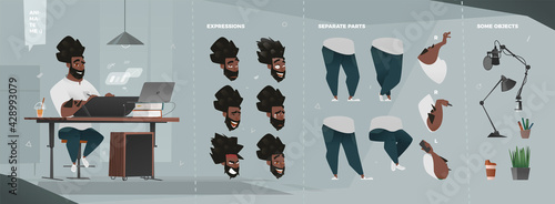 Stylized Business Characters Set for Animation with Some Separated Parts of Body.