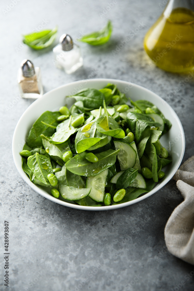 Healthy green salad with fresh cucumber Healthy green salad with fresh cucumber
