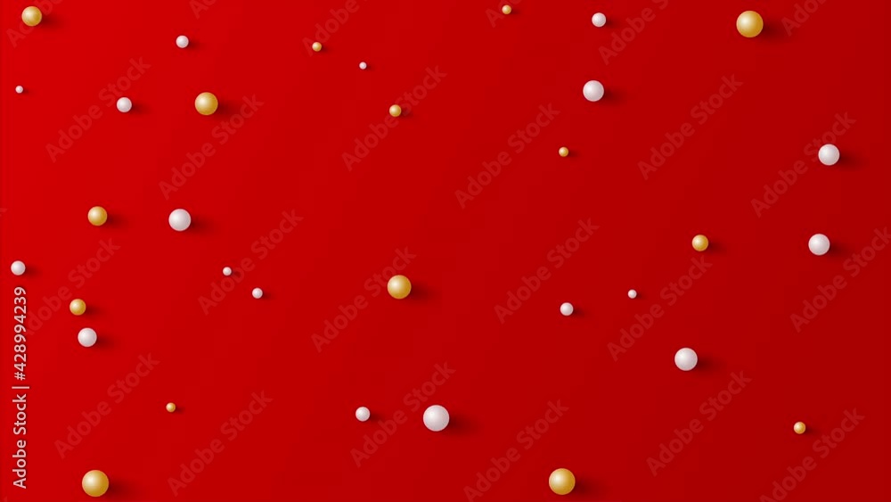 Red background with white and yellow balls in 4k video. Red background with white and yellow balls in 4k video.