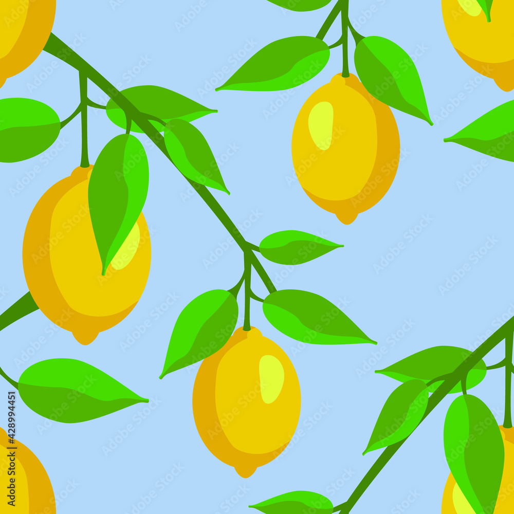 Obraz premium Vector - lemon fruits seamless pattern.