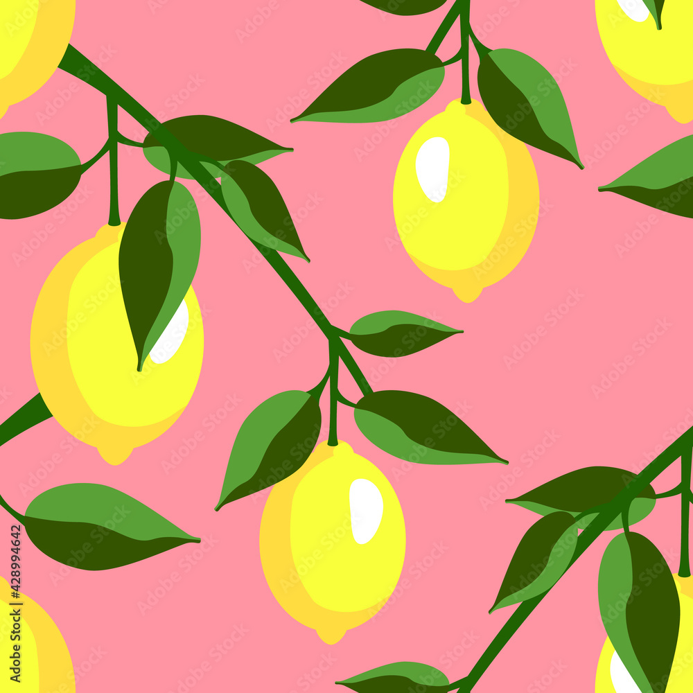 Vector - lemon fruits seamless pattern.
