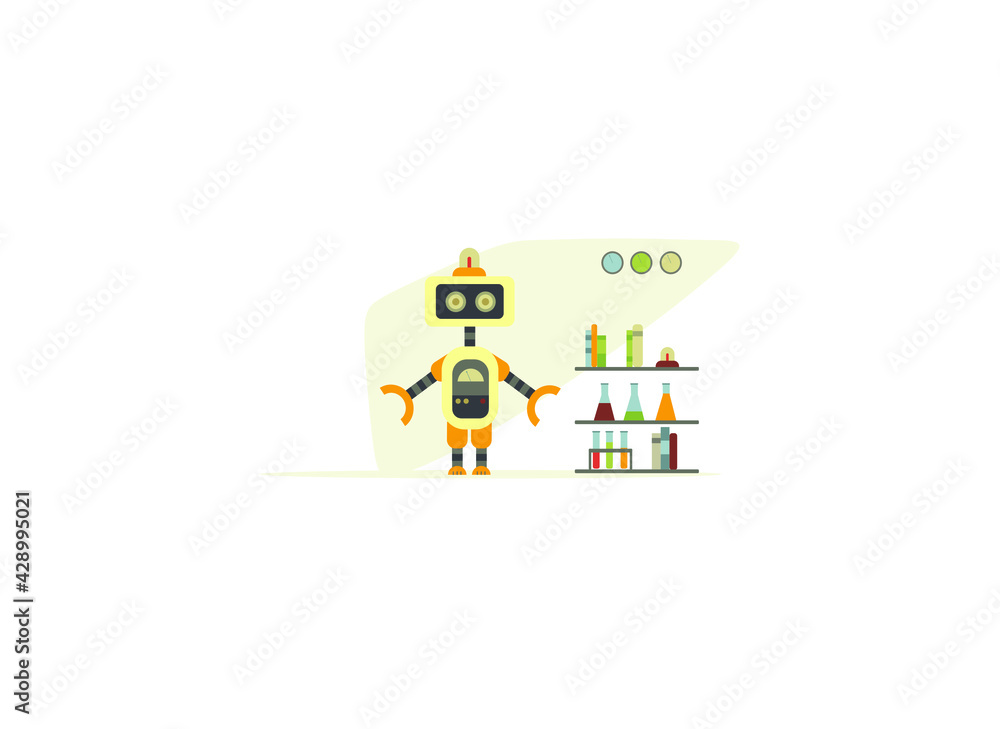 Cartoon robots. Vector illustration of robotics for children.