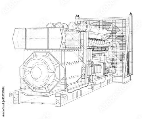 Large industrial diesel generator. Vector