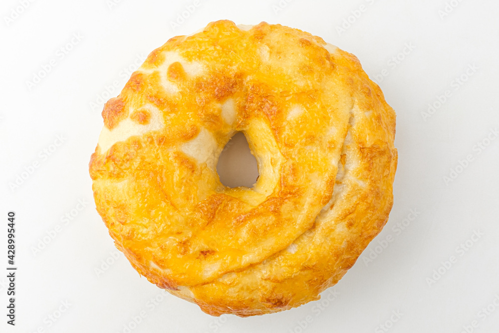 Cheese bagel on white background Cheese bagel on white background