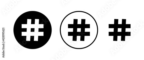 Hashtag icons set. black hashtag icon