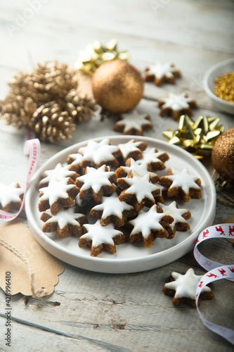 Traditional German cinnamon star cookies