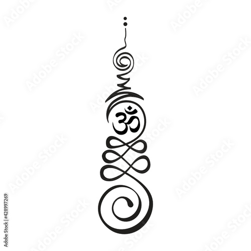 Unalome, Buddhist symbol represents life’s path toward enlightenment.