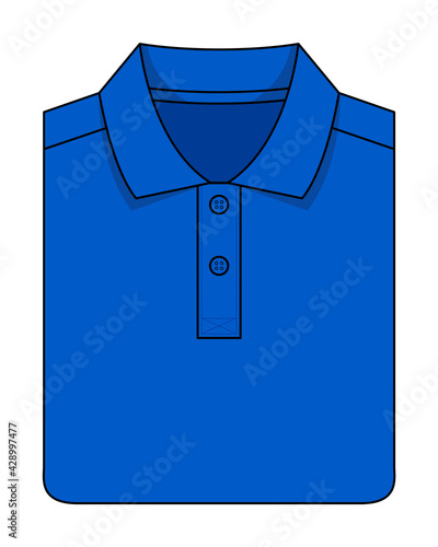 Folded Blue Polo Shirt Template Vector On White Background