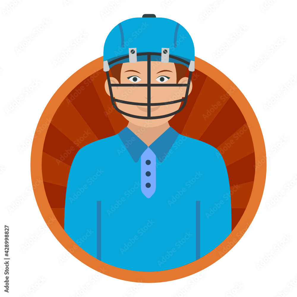 Wicket Keeper wearing safety helmet Concept, Cricket Player Vector