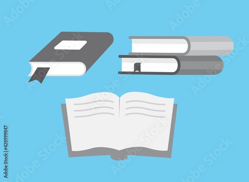 Books from different angles. Illustration in flat style.