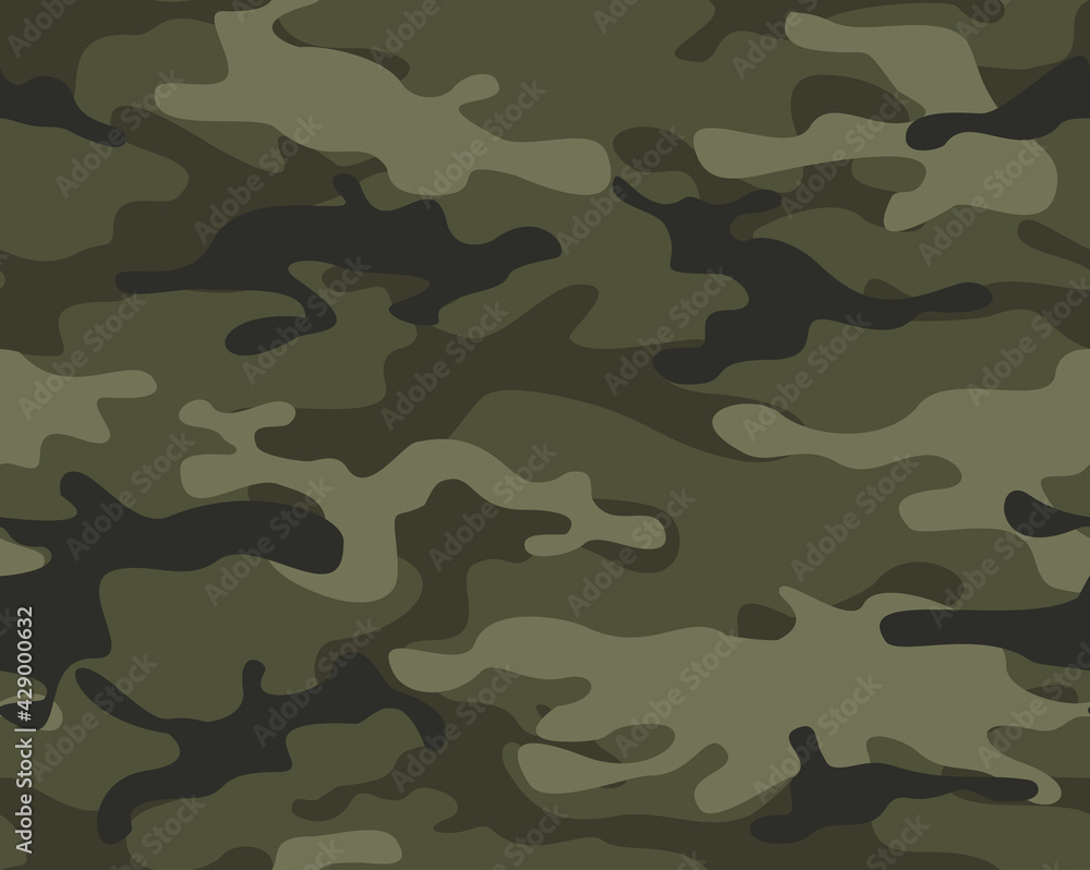 Fototapeta premium Camouflage seamless pattern. Abstract camo from spots. Endless background of spots. Military texture. Print on fabric and textiles. Vector illustration