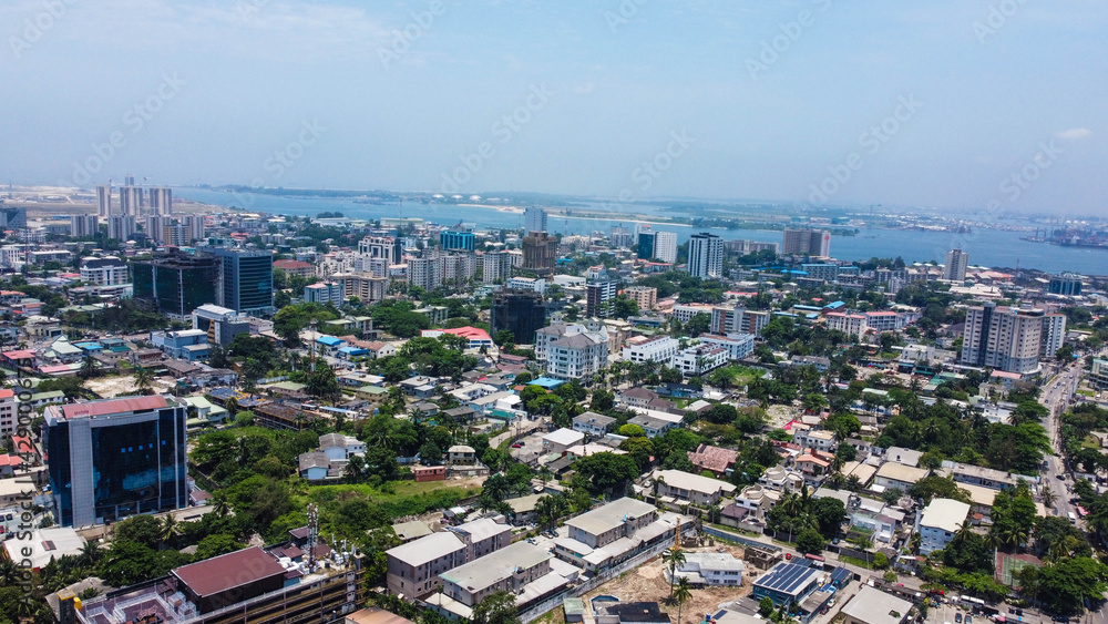 Naklejka premium aerial view of Victoria Island Lagos Nigeria