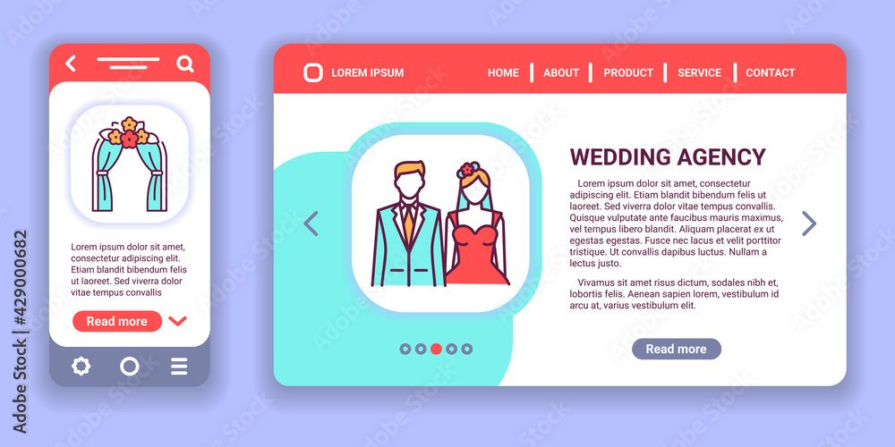Wedding agency web banner and mobile app kit. Outline vector illustration. Wedding agency web banner and mobile app kit. Outline vector illustration.