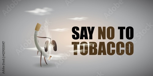 VECTOR ILLUSTRATION OF CONCEPT FOR WORLD NO TOBACCO DAY, ILLUSTRATION IS SHOWING LUNGS FILLED WITH CIGARETTE SMOKE ON SMOKY BACKDROP