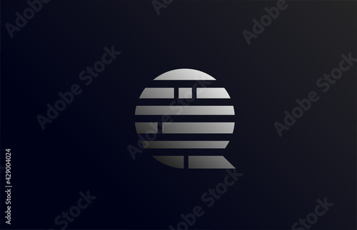 alphabet letter Q icon logo in with line. Creative design for business and company with in black and grey gradient color