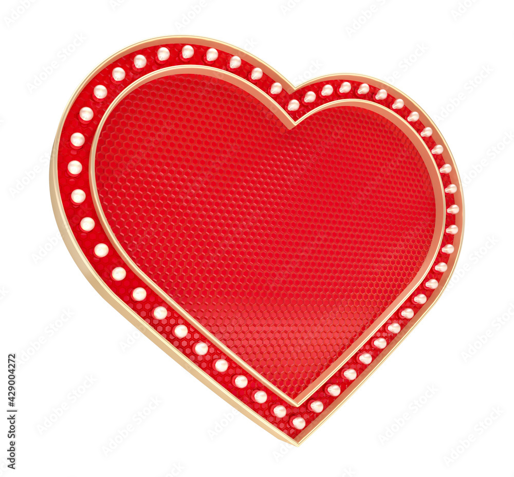 Template with realistic heart and lights for text composition. 3D illustration Template with realistic heart and lights for text composition. 3D illustration
