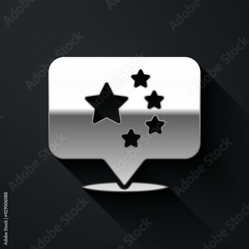 Silver China flag icon isolated on black background. Long shadow style. Vector