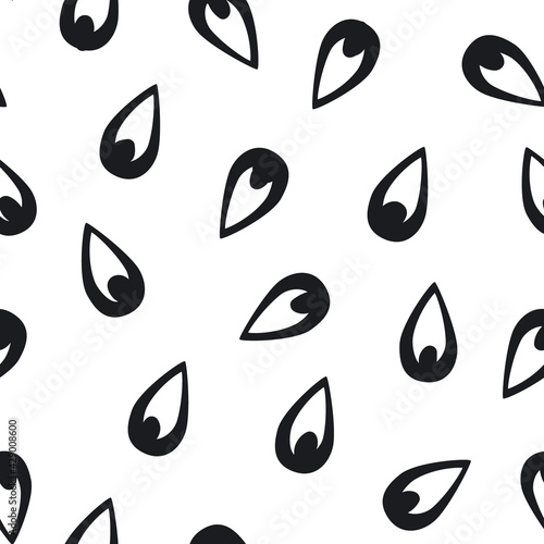 black and white seamless pattern with watermelom seeds