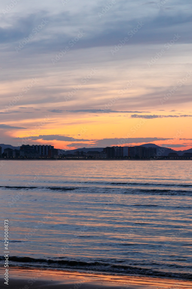 Laredo beach in northern Spain on the Cantabrian sea coast at sunset Laredo beach in northern Spain on the Cantabrian sea coast at sunset
