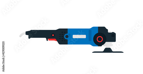 Fototapeta Naklejka Na Ścianę i Meble -  Angle grinder, cordless grinder side view. Power tools for home, construction and finishing work. Professional worker tool. Vector illustration isolated on white background.