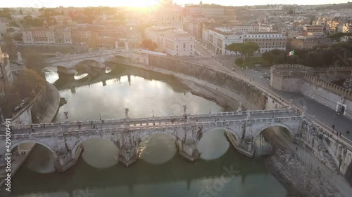 Rome Ponte Sant'Angelo at sunset photo