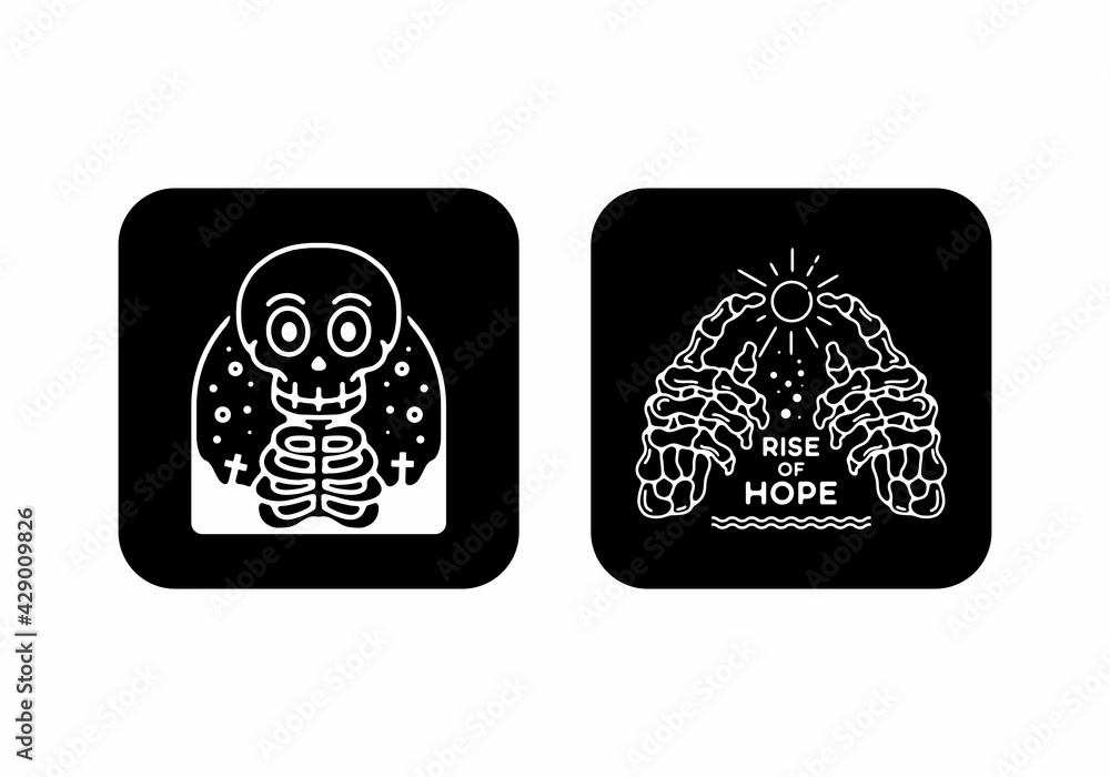 White and black color of skeleton icon White and black color of skeleton icon