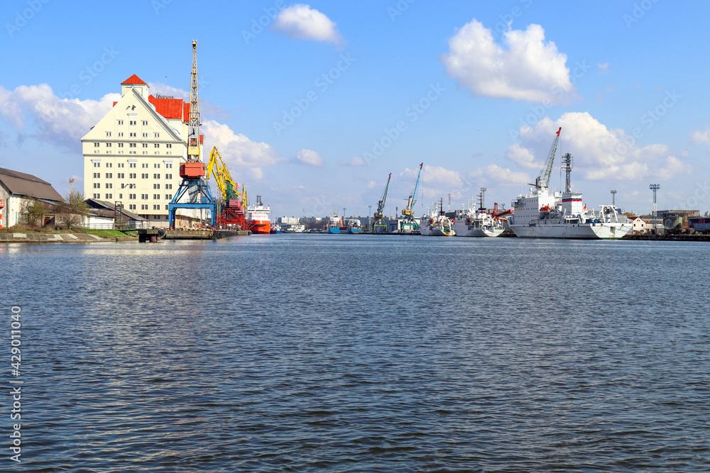 Kaliningrad commercial port. Vessels at the pier
