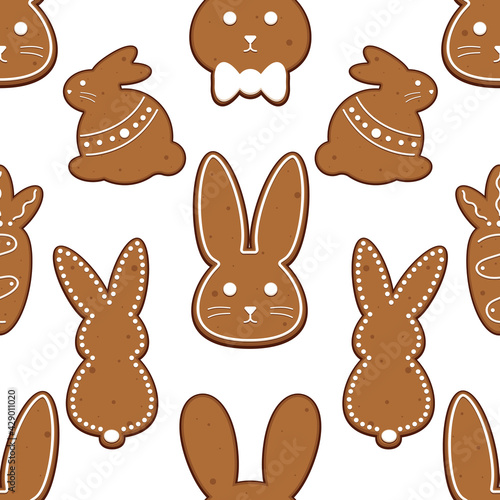 Rabbit gingerbread pattern. Vector illustration.