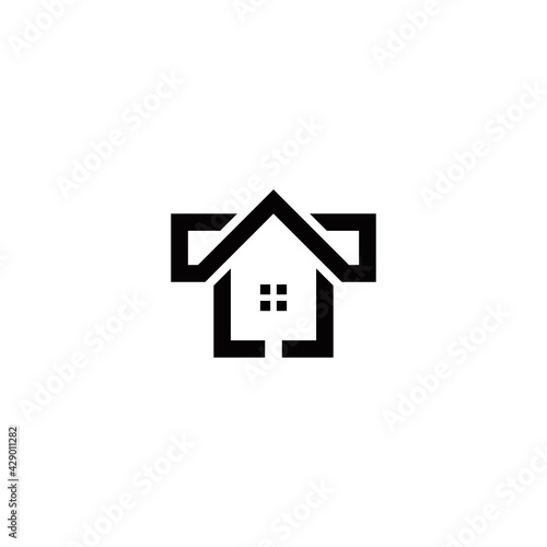 t initial home logo design vector template