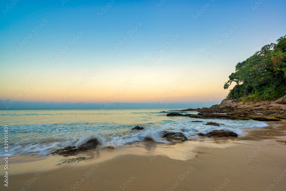 Surin beach at sunset in Phuket island