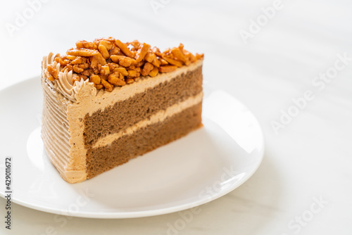 coffee almonds cake on plate