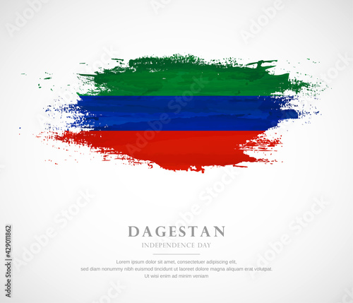 Abstract watercolor brush stroke flag for independence day of Dagestan