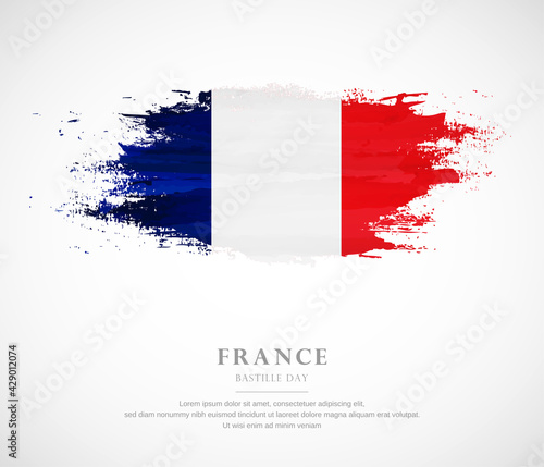 Abstract watercolor brush stroke flag for bastille day of France