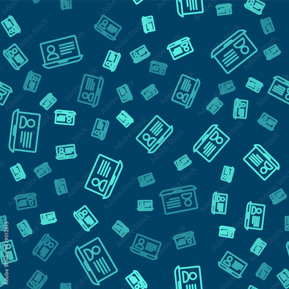 Green line Online class icon isolated seamless pattern on blue background. Online education concept. Vector Green line Online class icon isolated seamless pattern on blue background. Online education concept. Vector