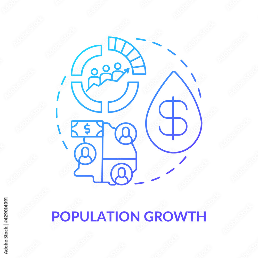 Population growth concept icon. Oil price idea thin line illustration. Fuel endowment. Fertility, mortality and immigration. Socioeconomic conditions. Vector isolated outline RGB color drawing Population growth concept icon. Oil price idea thin line illustration. Fuel endowment. Fertility, mortality and immigration. Socioeconomic conditions. Vector isolated outline RGB color drawing