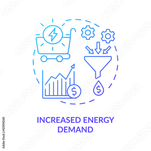 Increased energy demand concept icon. Industry trend idea thin line illustration. Growth in end-use consumption results. Advanced economies. Emerging market. Vector isolated outline RGB color drawing
