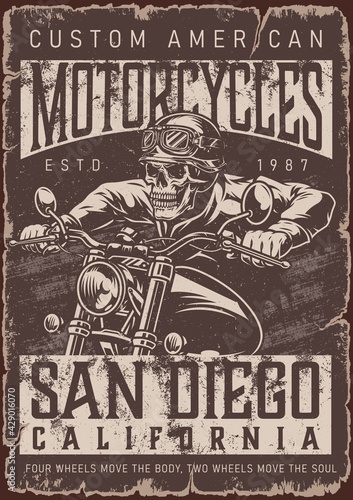 American custom motorcycle poster