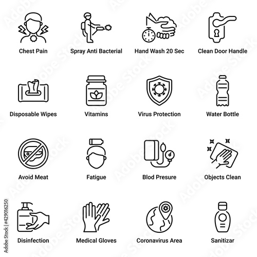 Corona Virus  Outline Icons - Stroked, Vectors