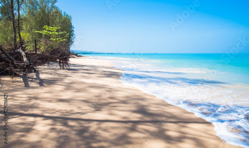 Bright turquoise water at Baan Nam Khem beach, Takua Pa district, Thailand