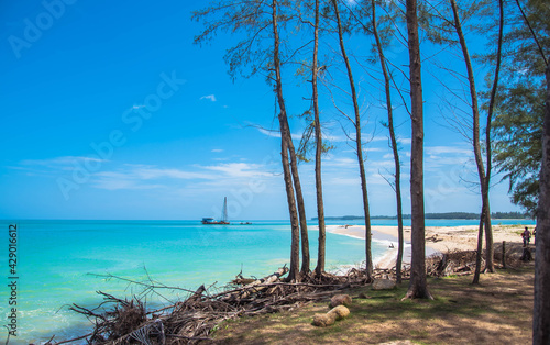 Bright turquoise water at Baan Nam Khem beach  Takua Pa district  Thailand