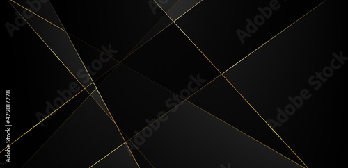 Abstract black background with gold lines