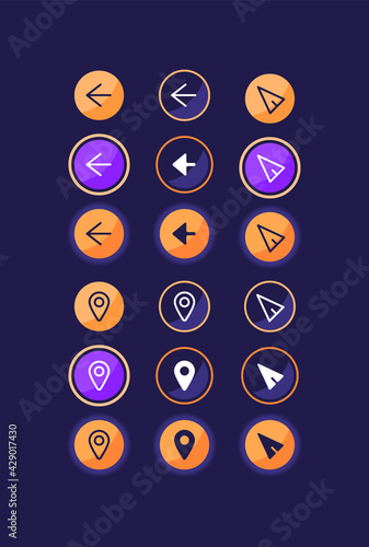 Taxi app UI elements kit. Setting for online drive ordering isolated vector icon, bar and dashboard template. Web design widget collection for mobile application with dark theme interface