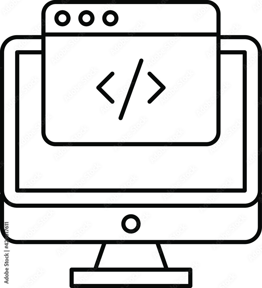 Code Block Concept, IDE Editor opened on led Vector Color Icon Design, Software and web development symbol on white background, Computer Programming and Coding stock illustration