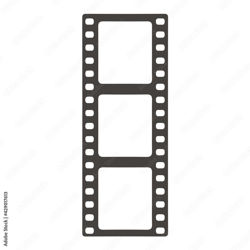 Film Strip Cinema monochrome Movie Camera Roll photographic film on White Background Illustration Flat Icon