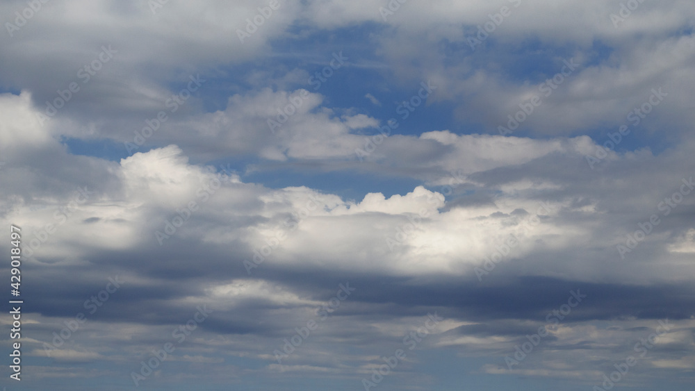Cumulus picture. Stormy sky. Rainy weather. Sky background.