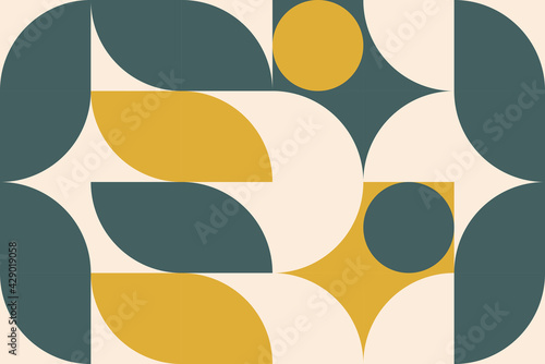 Artistic Scandinavian style poster in trending colors. Geometric pattern for web banner, decor of pillows in the interior, business presentations, corporate identity. 
