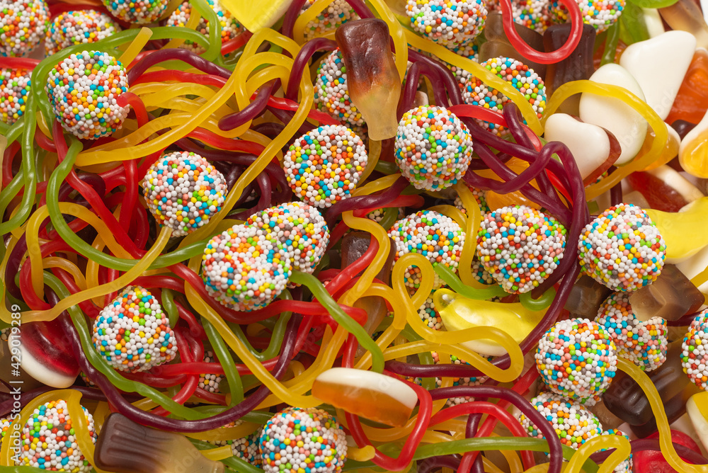 Tasty jelly sweets. Top view. Tasty jelly sweets. Top view.