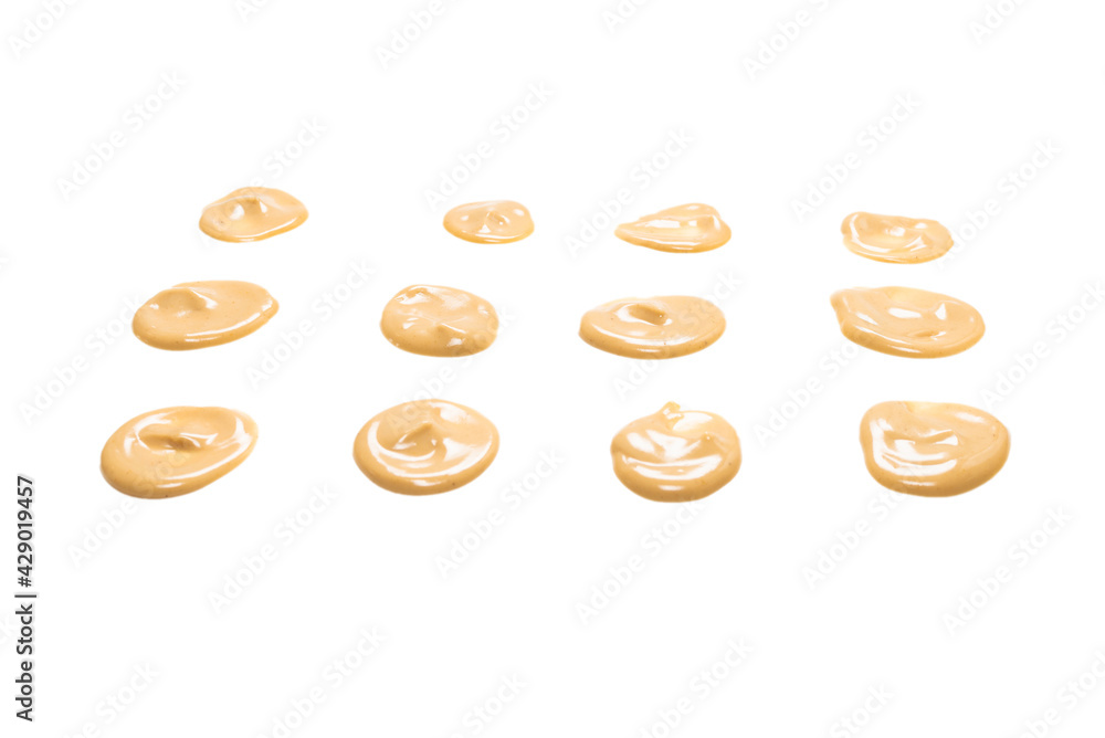 Mushroom sauce splashes isolated on white background. Mushroom sauce splashes isolated on white background.