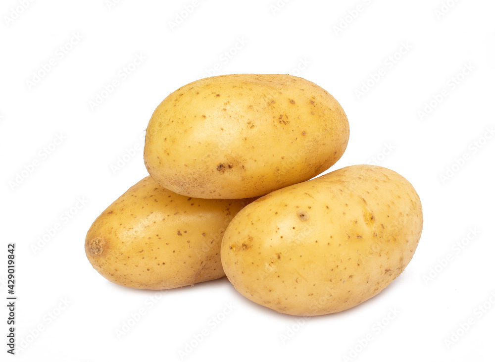 Pile of raw potatoes isolated on white background Pile of raw potatoes isolated on white background
