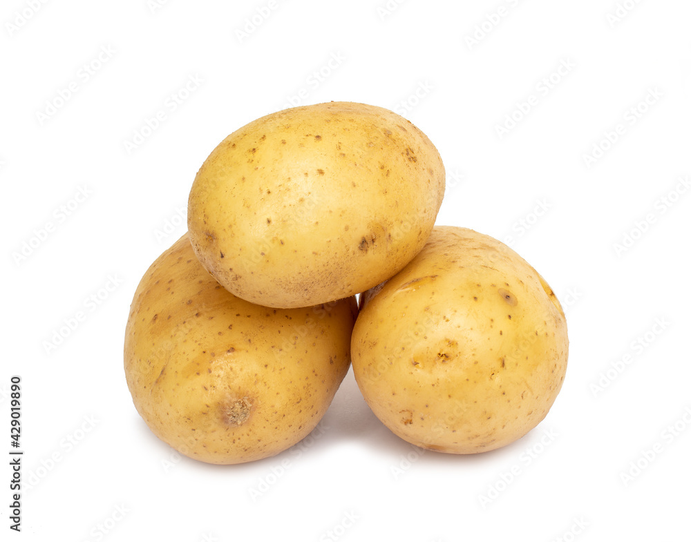 Pile of raw potatoes isolated on white background Pile of raw potatoes isolated on white background